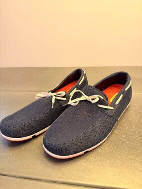SWIMS Breeze Penny Loafer Boat Shoes Navy Blue Orange Men’s Size 10